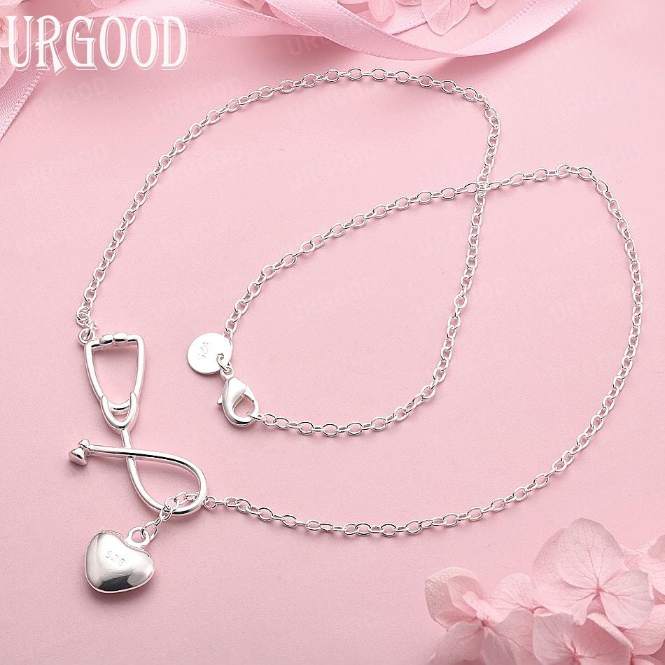 

Свадебные украшения из стерлингового серебра 925 пробы, геометрическое ожерелье 45cm