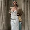 Sexy Lace Embroidered Strapless Bandeau Cinched Waist Crop Camisole Top For Women