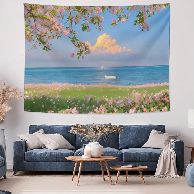 Romantic Floral Seaside Nature Beauty Creating a Dreamy Home Decor Trend Tapestry
