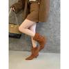 Stivaletti da Donna Vintage Punta Sottile Tacco Basso Scarpe Autunno Inverno Stivaletti Corti