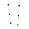 Layered Tiger Eye Pendant Necklace Women Vintage Melange Style Long Chain Statement Jewelry