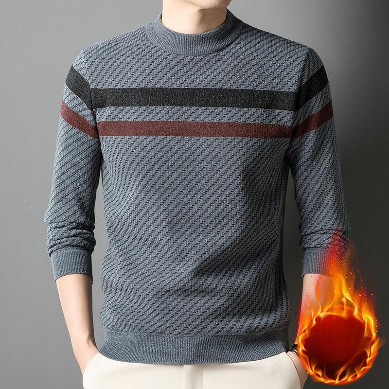 

Мужской свитер из смесовой шерсти — повседневный свитер с круглым вырезом, длинными рукавами и буквенным дизайном для активного отдыха на свежем воздухе осенью/зимой 3XL серый