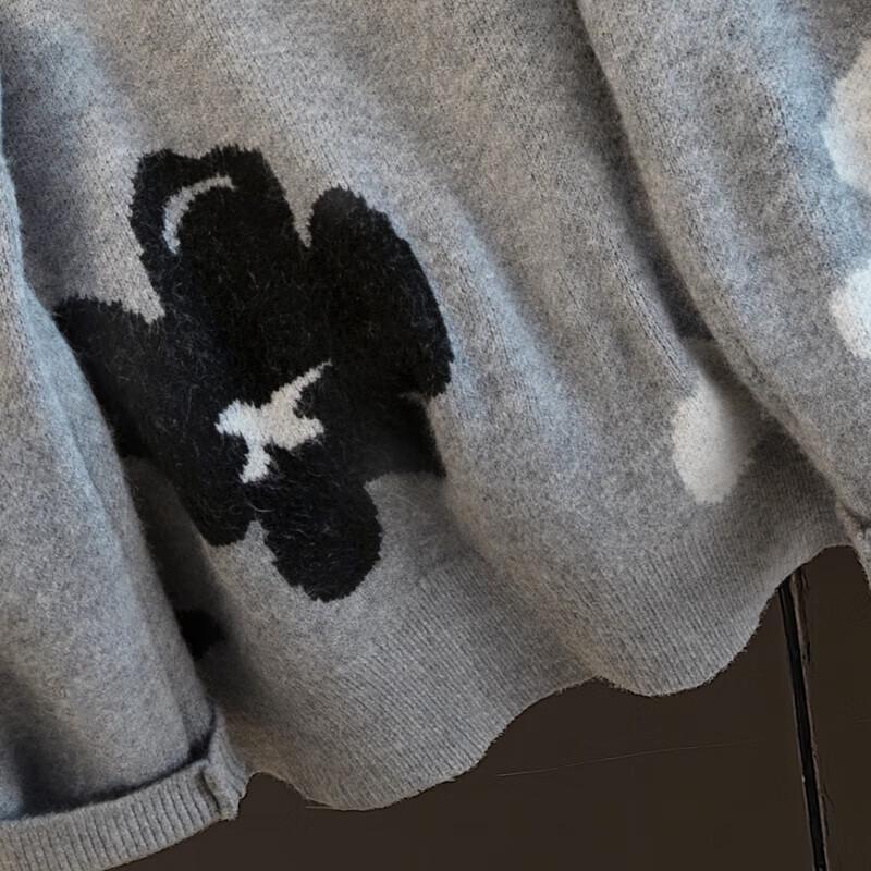 Women's Floral Jacquard Loose Knit Pullover