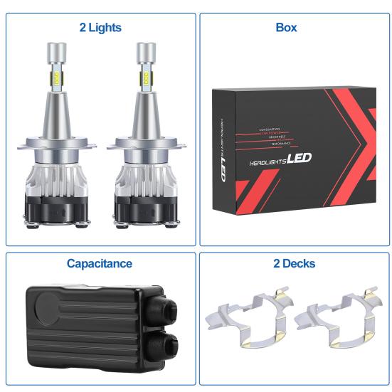 2Pcs LED Headlight Bulbs High Brightness IP68 Waterproof 10000LM 6000K White Light H7