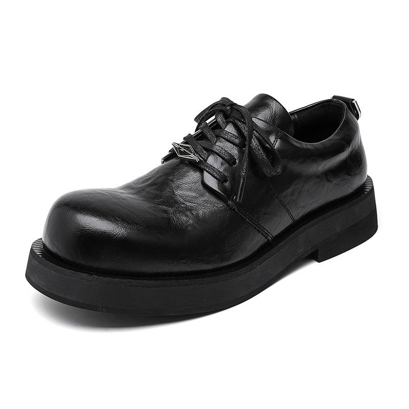 

Туфли дерби мужские весна-лето 2024 новые туфли с большой головой Микки Мауса низкие черные модные кожаные туфли с круглым носком 155155-A 38 чёрный