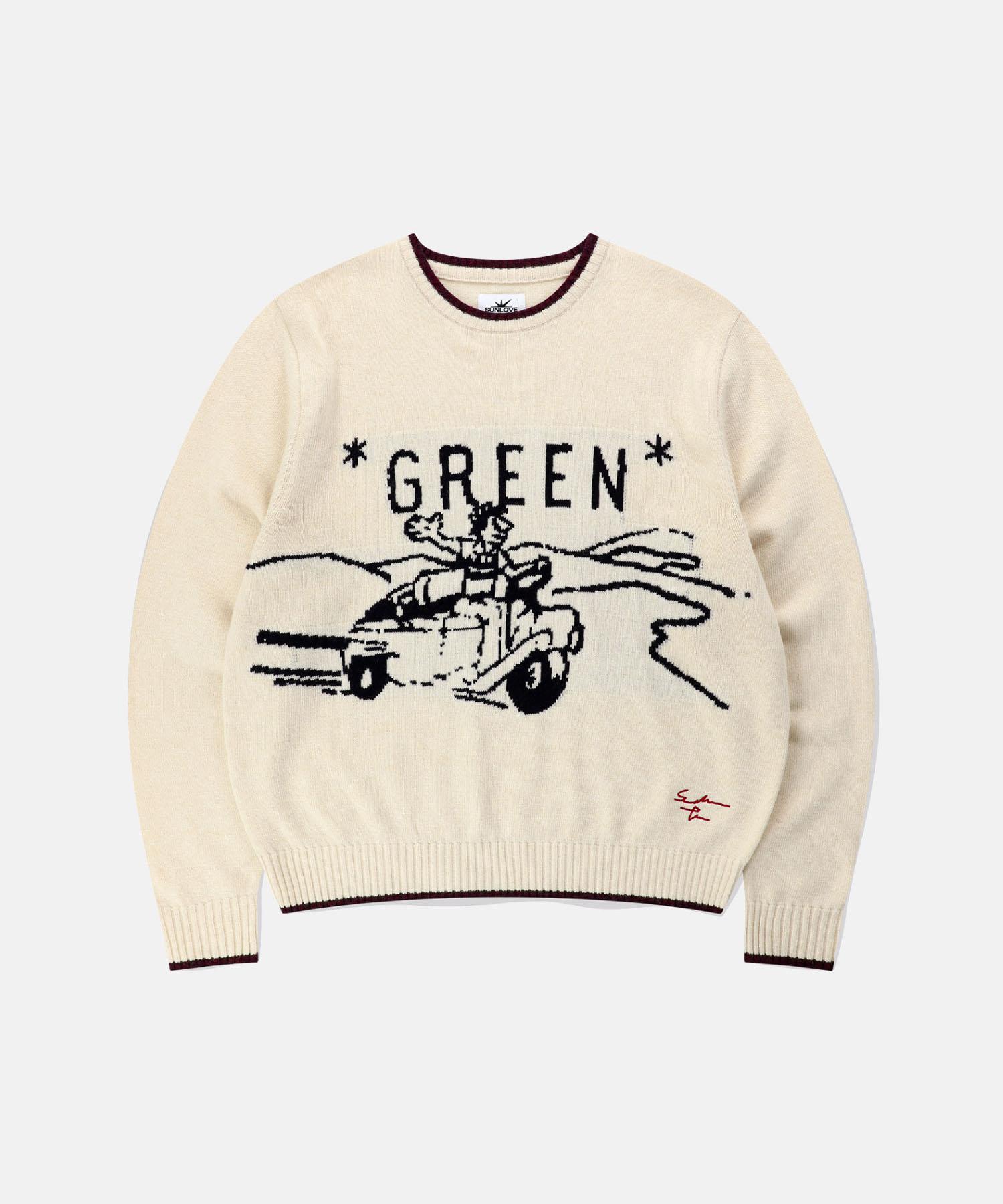 Sun Love Green Knit Sweater Ivory M