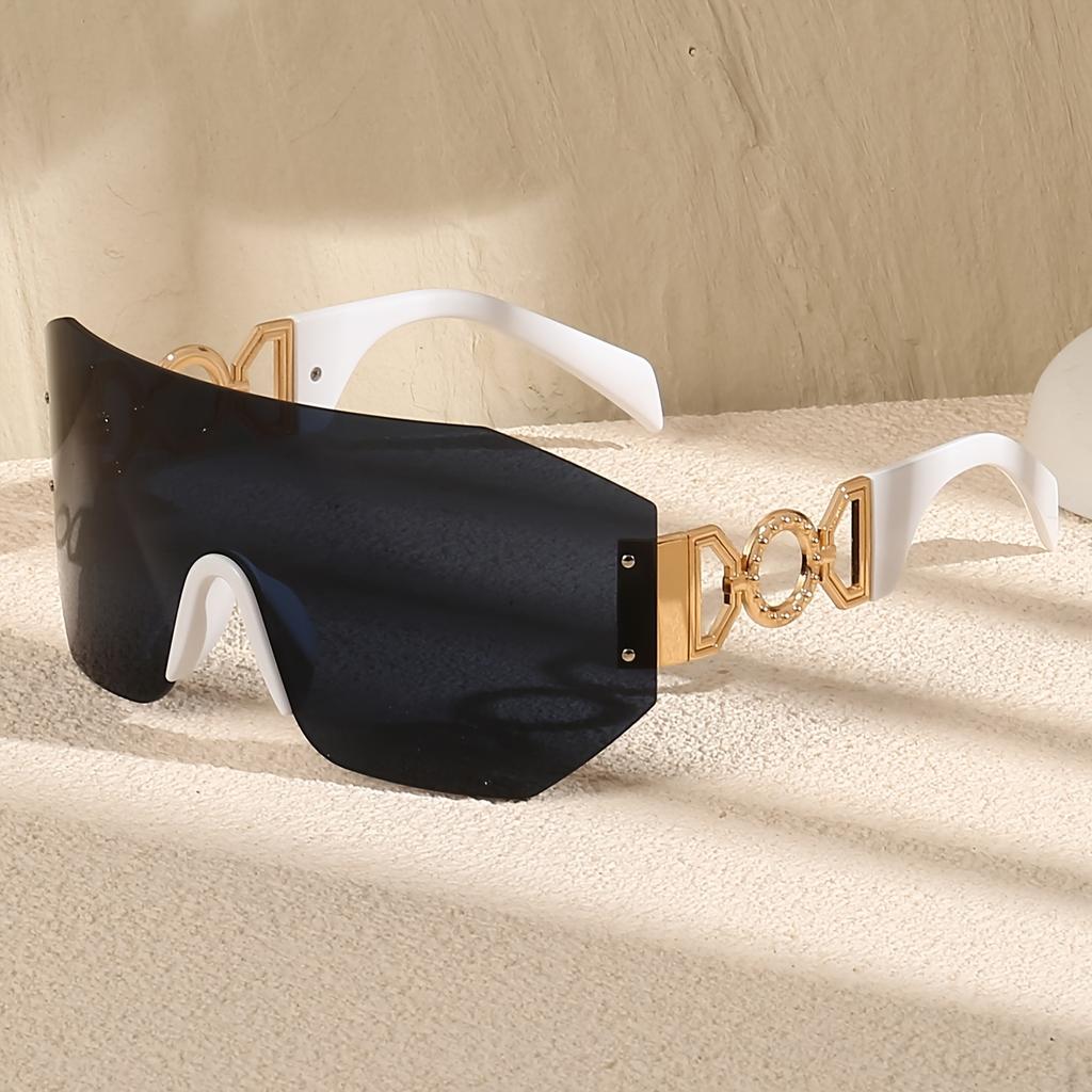1 Oversized Rimless Rectangular Fashion Sunglasses - Y2K Luxury Classic Gradient Lens, Composite Frame, Ideal for Travel Fashion