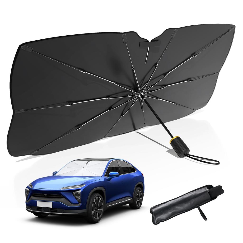 Car Front Sunshade Summer Edition Foldable Car UV Light Heat Sun Fits Rearview Mirror Suitable for Light Car Heat Sunburn Includes Handle Protective