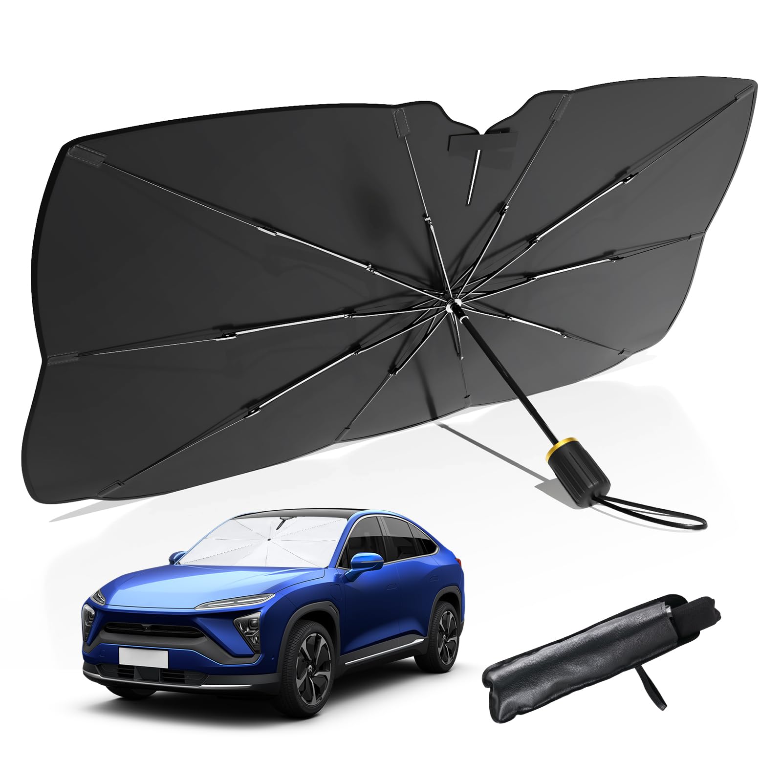 

Автомобильный передний солнцезащитный козырек Летняя версия Складной Автомобильный УФ-свет Жара Солнце Подходит для зеркала заднего вида Подходит для легкового автомобиля Жара Солнечный ожог Включает ручку Защитный