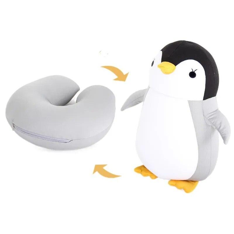 Cartoon Plush U-Shaped Pillow with Transformable and Multi-Functional Design Ideal for Home and Travel
