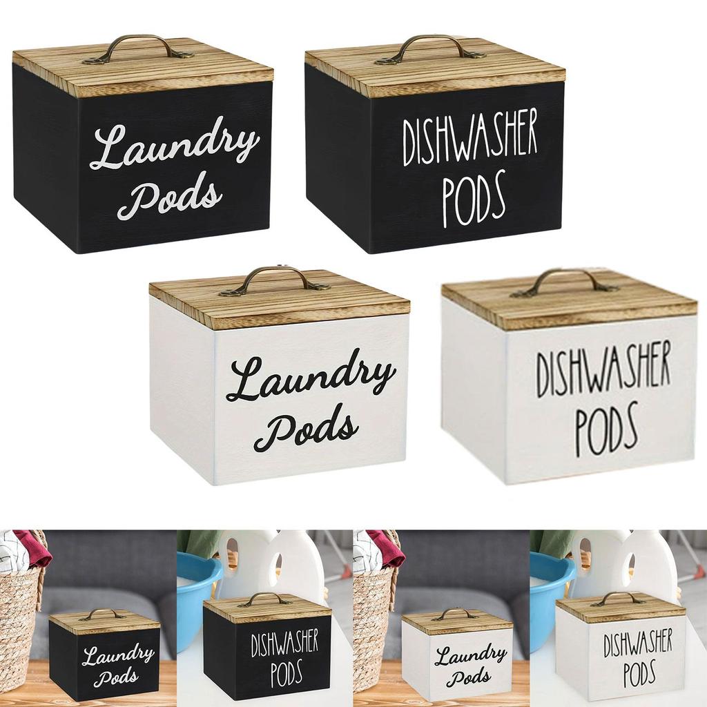 Wooden Storage Container with Lid,Dispenser,Laundry Room Decor,Farmhouse Sturdy