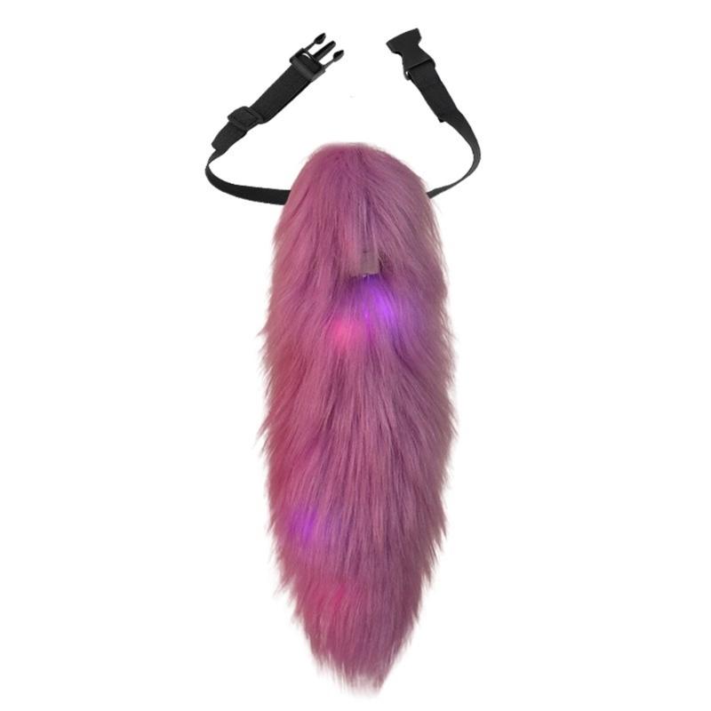 Foxes Tail with Adjustable Belt Foxes Costume Tail Bright Animal Tail Cats Tail Anime Cosplay Accessories for Unisex фиолетовый