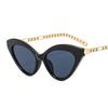2024 New Arrivals Fashion Retro Metal Chain Sunglasses Women Uv400 Triangle Cat Eye Women Sunglasses