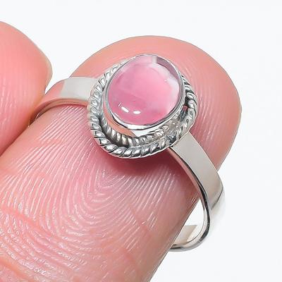 Natural Rhodochrosite Gemstone Handmade 925 Solid Silver Jewelry Ring S.8 U6O92