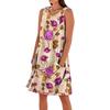 Ärmelloses Damen-Sommerkleid mit V-Ausschnitt, Blumendruck, lässig, mit Taschen, lockere Passform, leicht, für den täglichen Gebrauch
