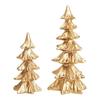 Gold Festive Figurines 2Pcs Christmas Tree Ornaments, Vintage Tabletop Decoration for Holiday Seasonal Display Pieces Home Decor And Fireplace Mantel