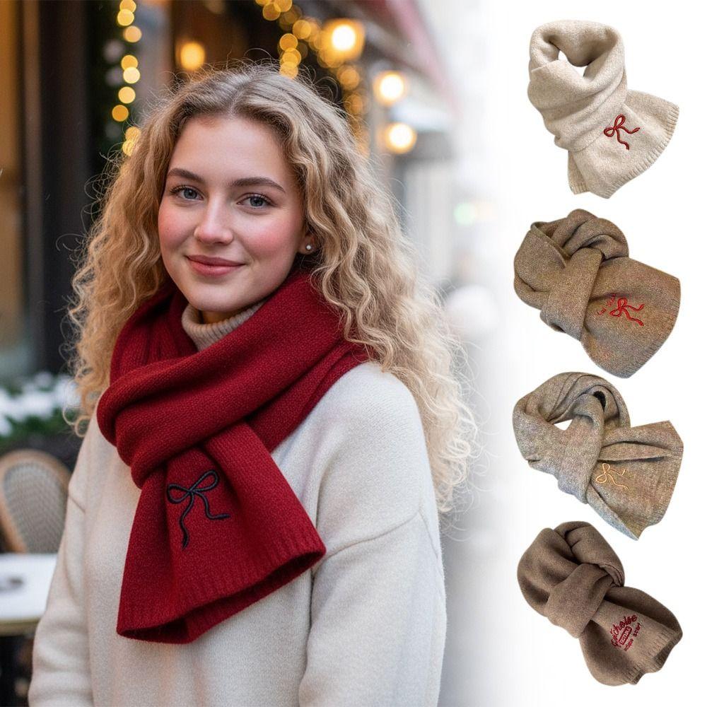 Thicken Women Scarf Solid Color Knitted Scarf Soft Neck Warmer  Autumn Winter