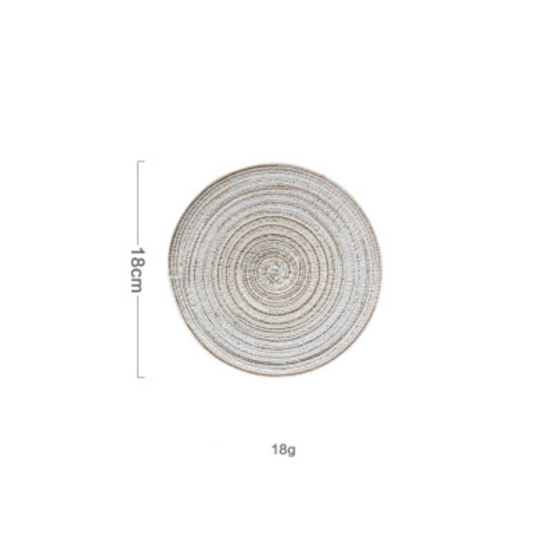 Round Table Mat Woven Ramie Placemats Anti Slip Dining Table Mats Non-Slip Tableware Bowl Pads Kitchen Drink Cup Coasters