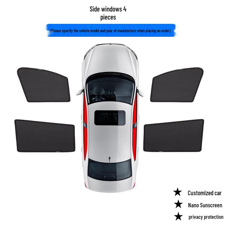 Fiat-500 Magnetic Sunshade Window Curtain - Heat Insulation and UV Protection for Car Interior.