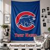 Wall Hanging Tapestry With Custom Name & Text, Chicago Cubs Decorative Tapestry For Bedroom