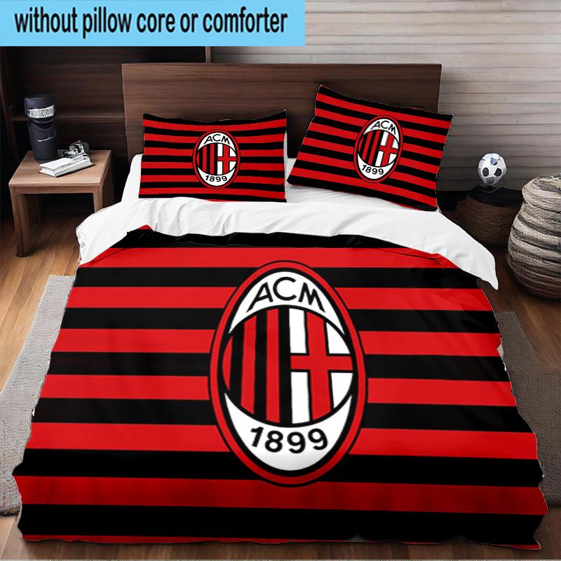 3PCS Ac Milan Logo Design Bedding Set For Bedroom, Dormitory,Including 1pc Duvet Cover And 2pcs Pillowcases Large size Fan gift