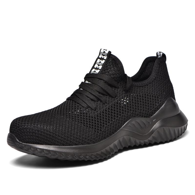 Work Sneakers Men Safety Shoes Construction Steel Toe Work Shoes For Men Mesh Black Lightweight Protective Men Safety Sneakers