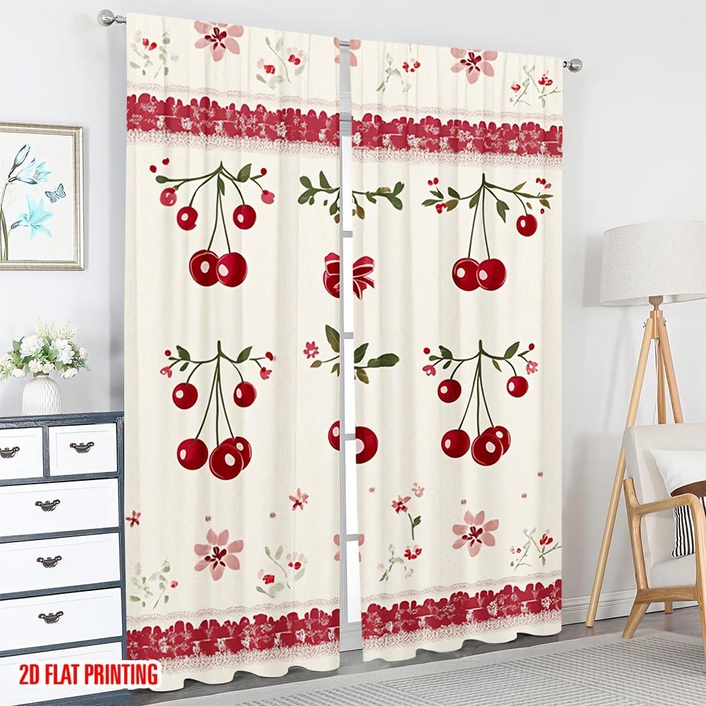 2PCS Digital Printed Curtains, Cherry Blossom Floral Japanese Sakura, Window Treatments for Living Room Bedroom Home Decoration
