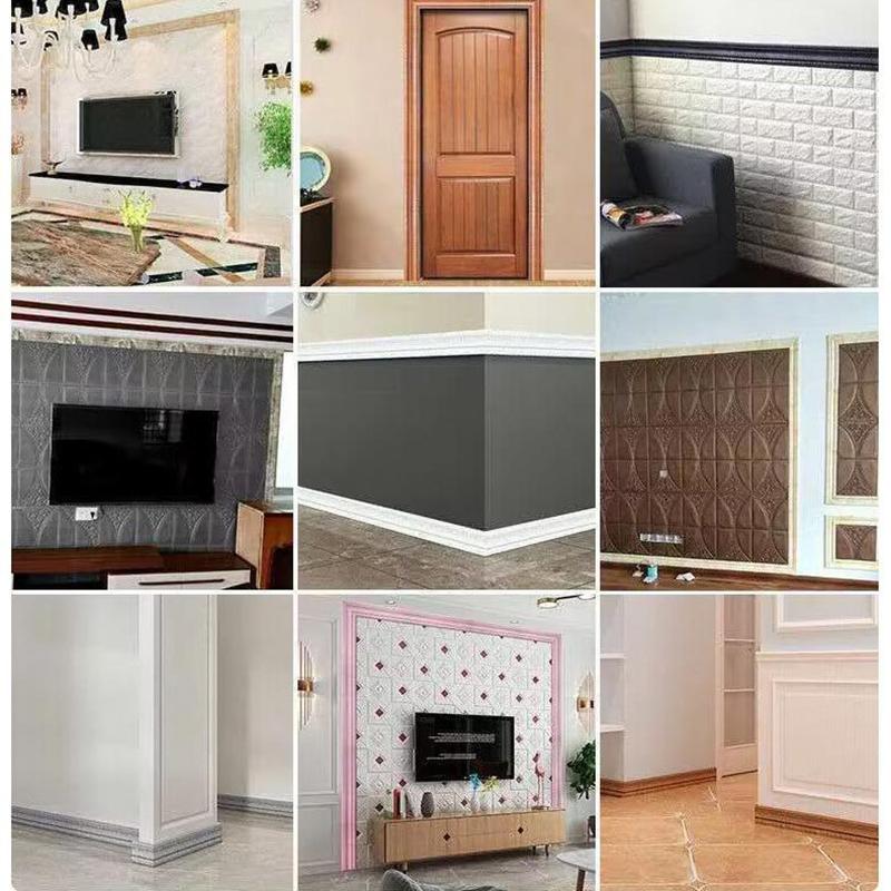 3D Wall Trim Line Skirting Border Self Adhesive Waterproof Baseboard Wallpaper Wall Sticker For Room Home Decoration