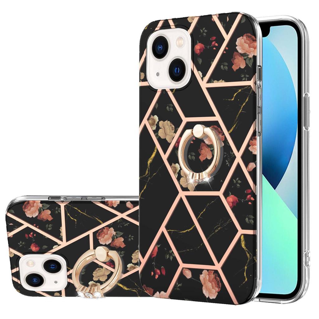 Flower splicing marble is suitable for Apple iPhone16 mobile phone case 15Pro all-inclusive anti-drop 14plus.