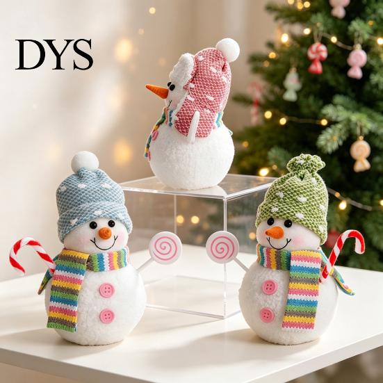 Warm White LED Hanging Decor Lighted Snowman Christmas Ornament with Knitted Hat, Light Window Display Decoration Pendant for Tree, Cute Tabletop