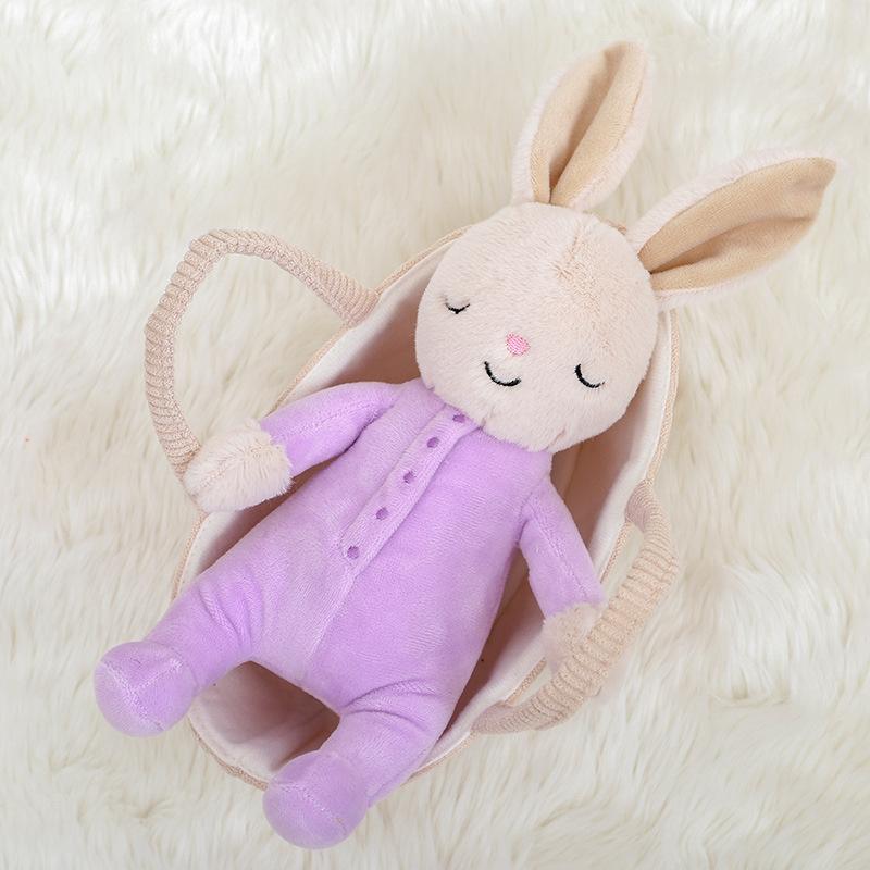 

Plush Sleeping Jellycat Bunny Portable Woven Basket Doll Rabbit Stuffed Toy фіолетовий