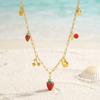 Fruit Necklace for Women, Adjustable Paperclip Chain, Y2K Cute Strawberry Apple Cherry Enamel Charm Pendant Jewelry Gift
