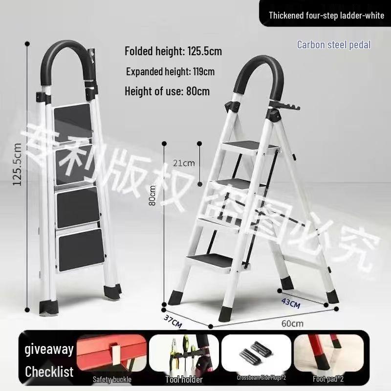 Portable Multi-Functional Four-Step Folding Step Ladder for Indoor Use
