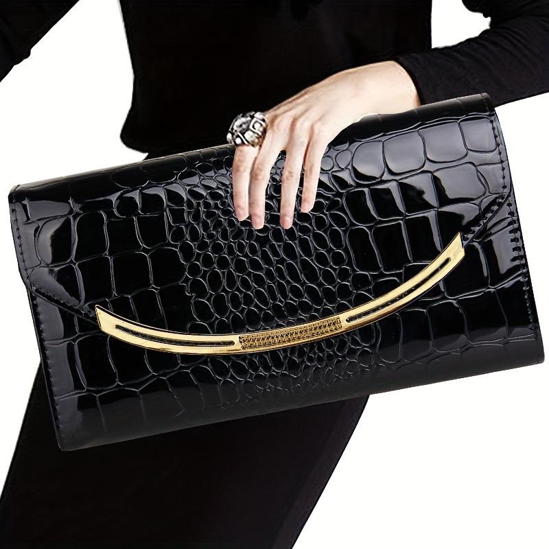 Patent Leather Clutch Bag Large Capacity Crocodile Pattern Bag Clutch Bag