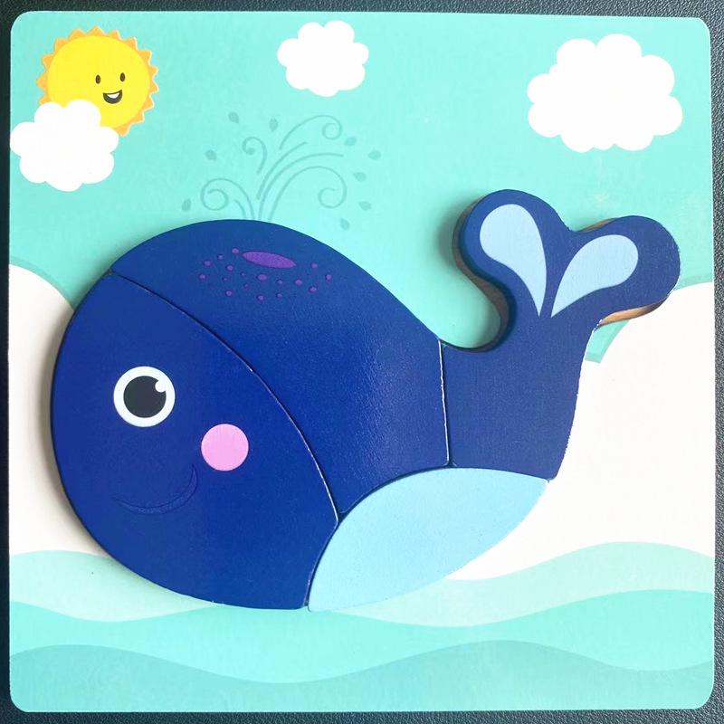Children's 3D Wooden Animal Puzzle Board - Educational Toy for Early Learning