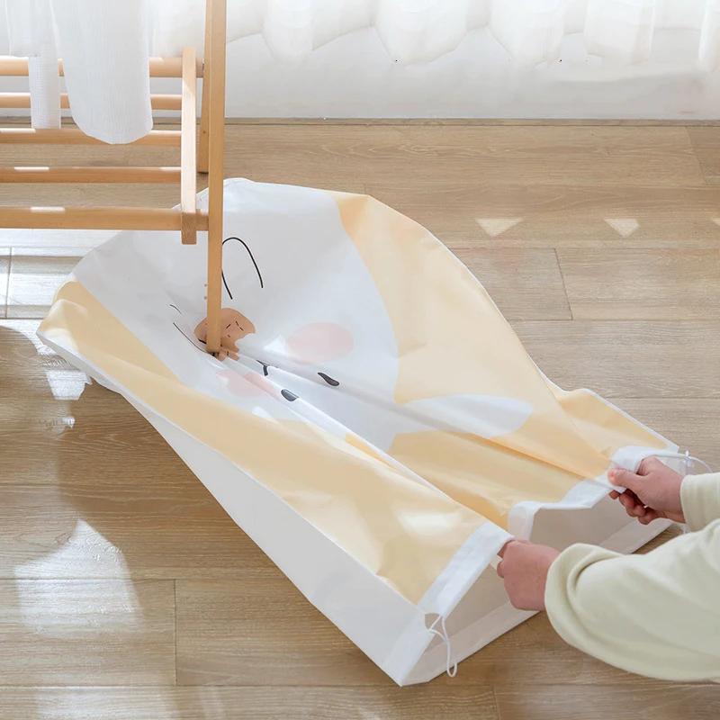 Cartoon Bear Collapsible Storage Bag Transparent Storage Organizers Clothes Blanket Baby Toy Basket Travel Suitcases Quilt Bags