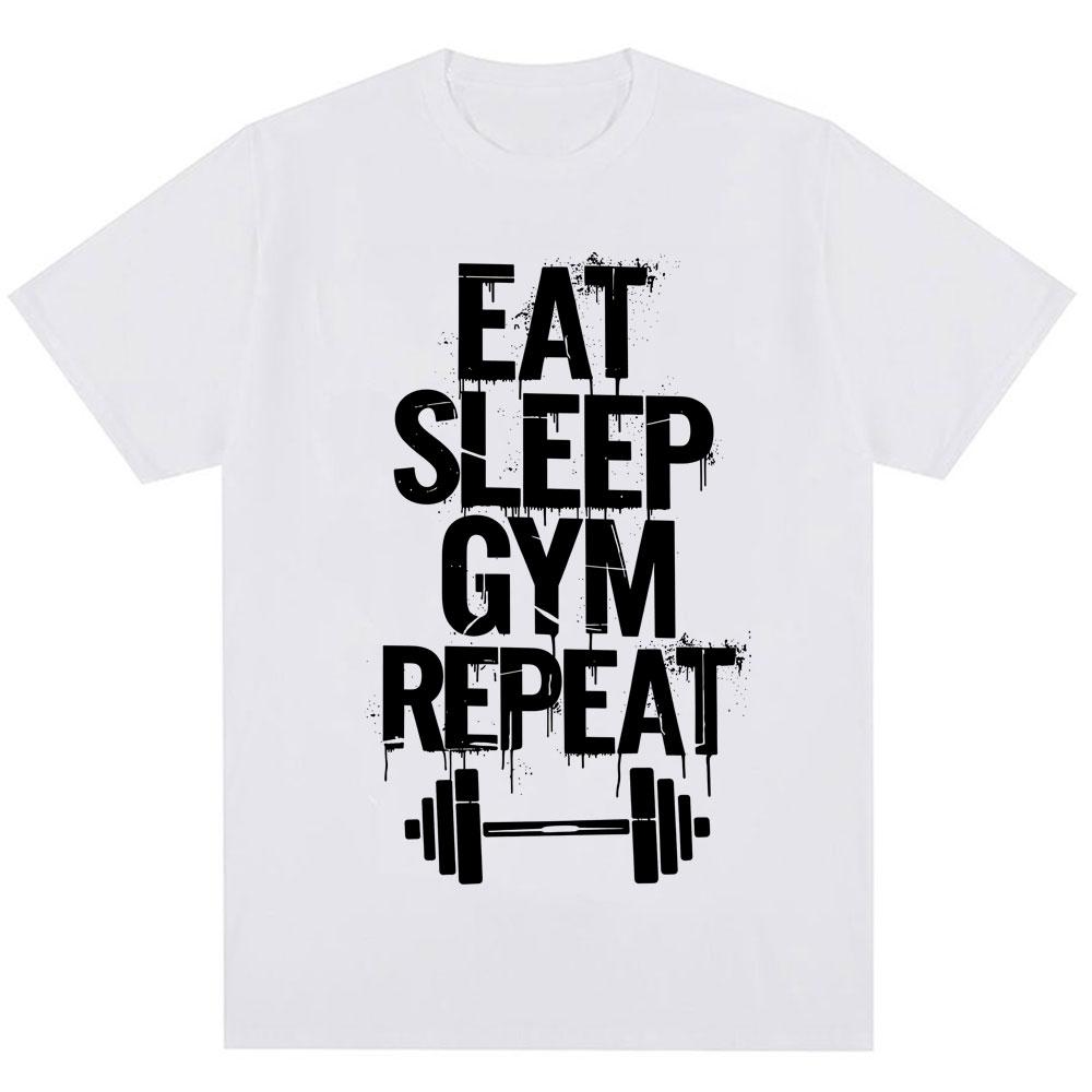 

Eat Sleep Gym Repeat Fitness T Shirt Unisex Women Fashion Workout Bodybuilding Tshirts Oversized Cotton Casual Sports Tees Gifts 3XL