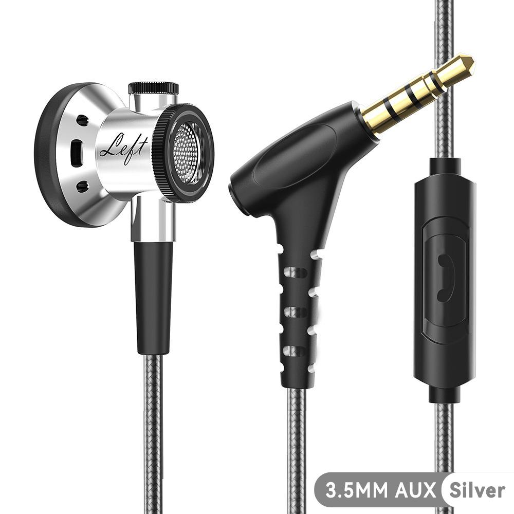 D08 Metal HiFi 3.5mm/Type-C In Ear Wired Earphone Flat Head Headsets With Mic Clear Sound Bass Headphones For Sports Music Gamer