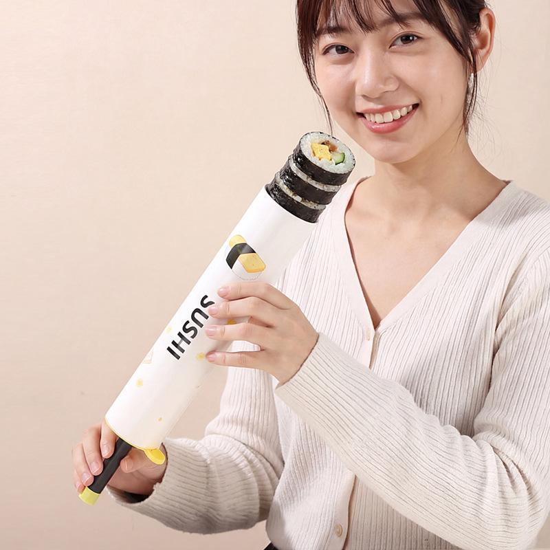 Home Sushi Making Kit Includes 1Set Round Push Box with Sauce Straw