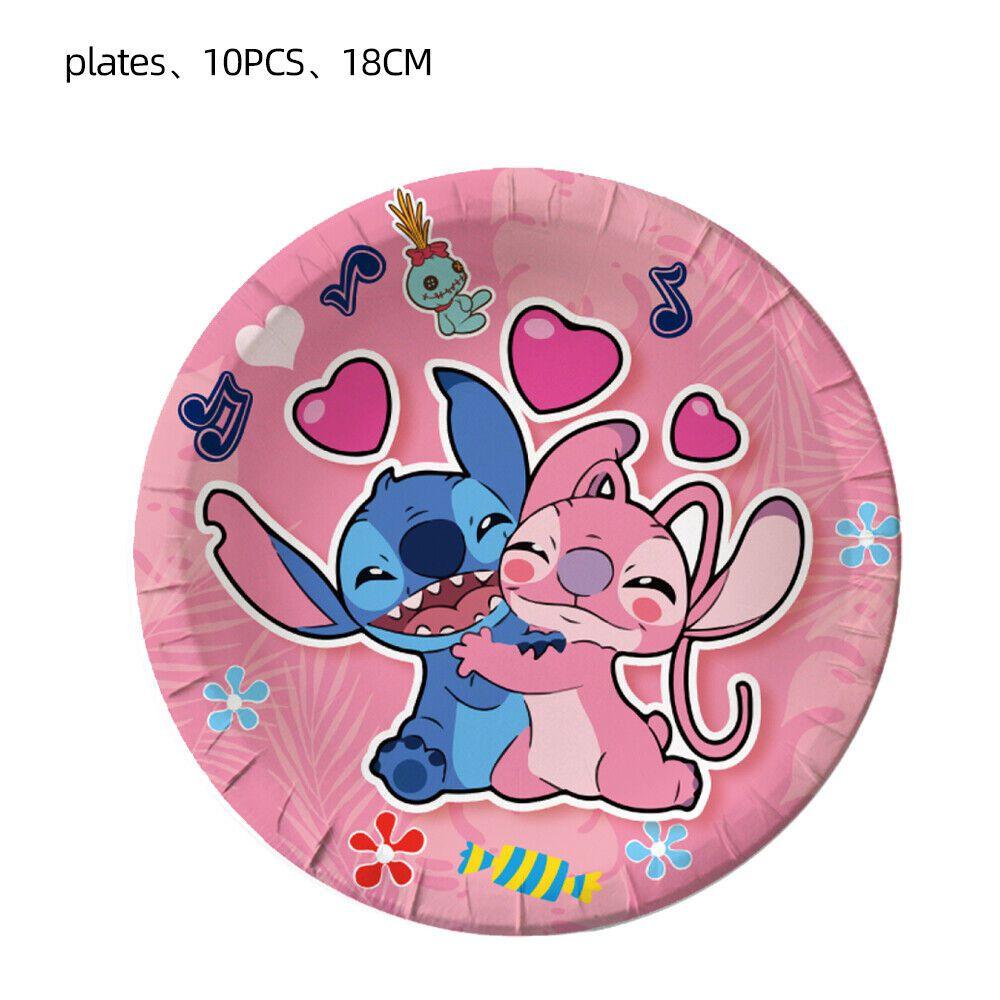 Lilo Pink Stitch Birthday Party Decorations Supplies Tableware Banner Balloon