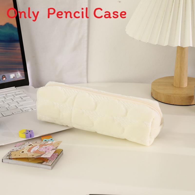 Korean Style Soft Fur Pencil Bag With Spacious Storage For School Supplies
