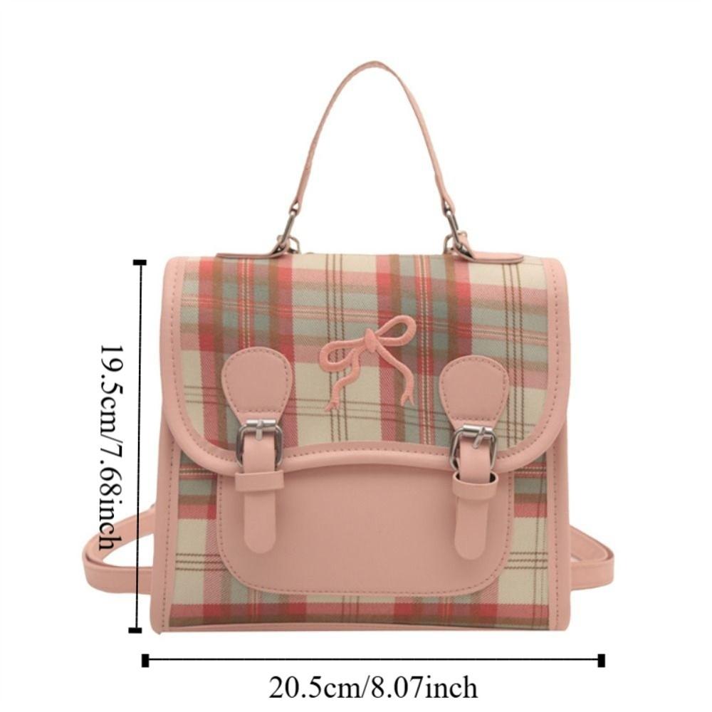 Plaid College Style Backpack Handbag Teens School Bag Cute Women Crossbody Bag  Students