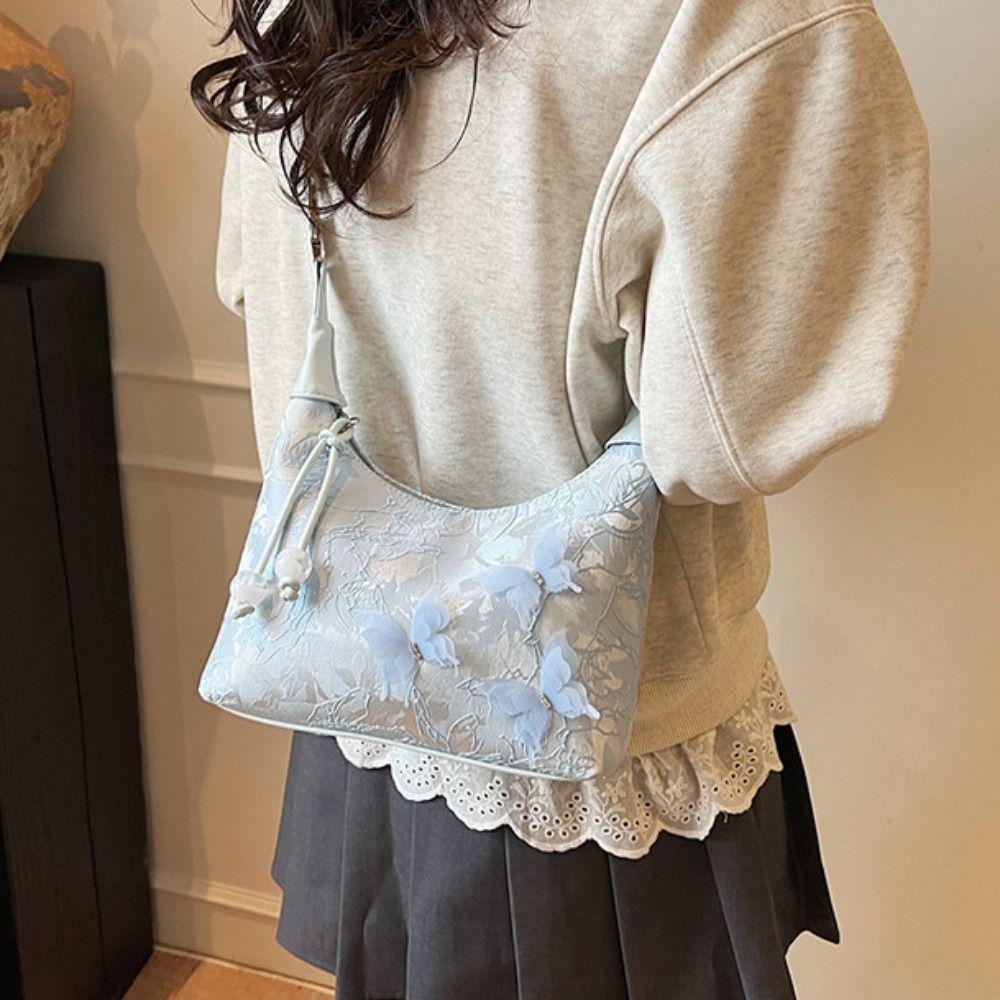 

Flower Pattern Embroidery Shoulder Bag Elegant Cheongsam Bag Chinese Style Crossbody Bag Wedding рожевий