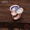Luxury Hot Sale Enamel Pearl Inlaid Flower Elastic Ring Ladies Small Fresh Fashion Versatile Petal Ring
