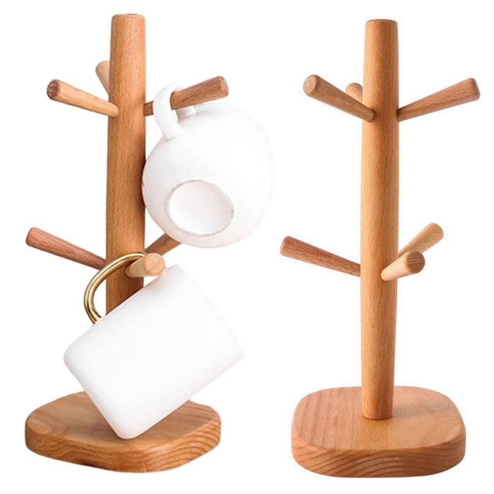 6 Hooks Mug Hanging Display Rack Tree Shape Tabletop Drinkware Shelf Tea Cups Drainer  Cafe Use