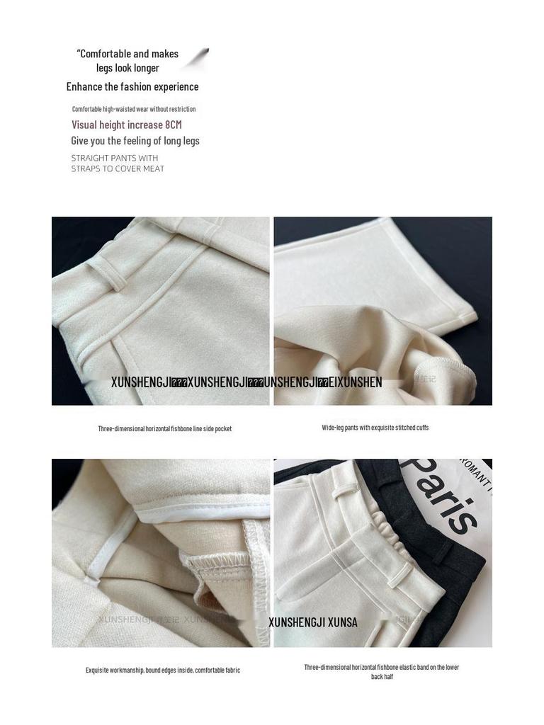 Women's Plus Size Wool Acetate Wide-Leg Pants - Autumn/Winter Thickened Straight-Leg Suit Pants