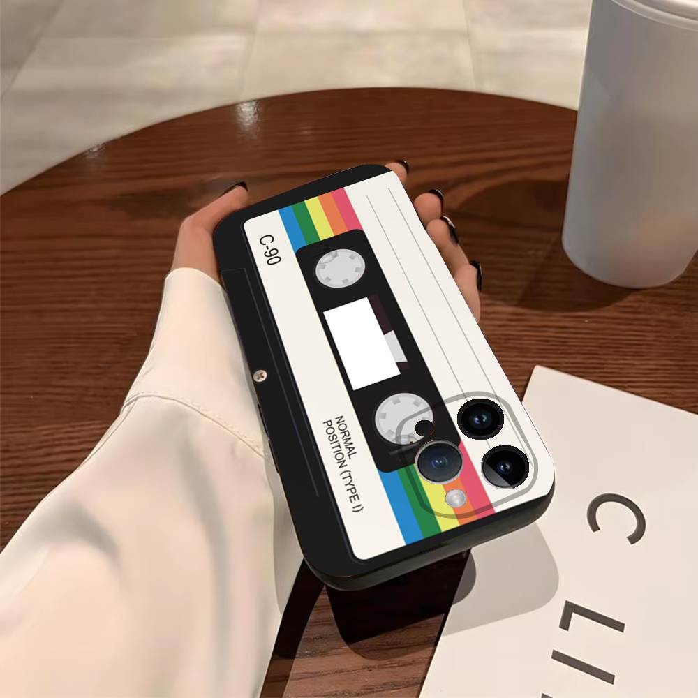 Vintage Cassette Tape Retro Phone Case for iPhone 17 Air 16 15 11 12 14 13 Pro Max Shockproof Cover