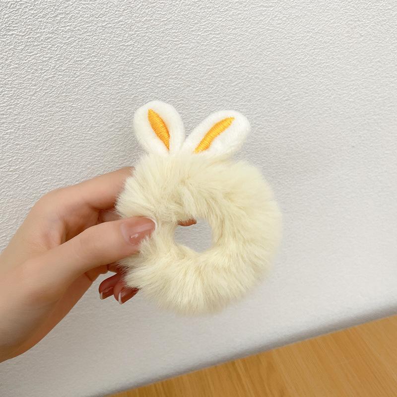 

Милые резинки для волос с кроличьими ушками из искусственного кроличьего меха для девочек, эластичные резинки для волос, женские пушистые меховые резинки для волос, плюшевые скранчи, аксессуары для волос