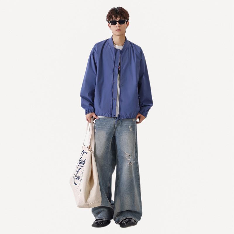 Stand-up Collar Tooling Bomber Jacket Men's Trendy Brand Zipper Design Sense Casual Baseball Jacket