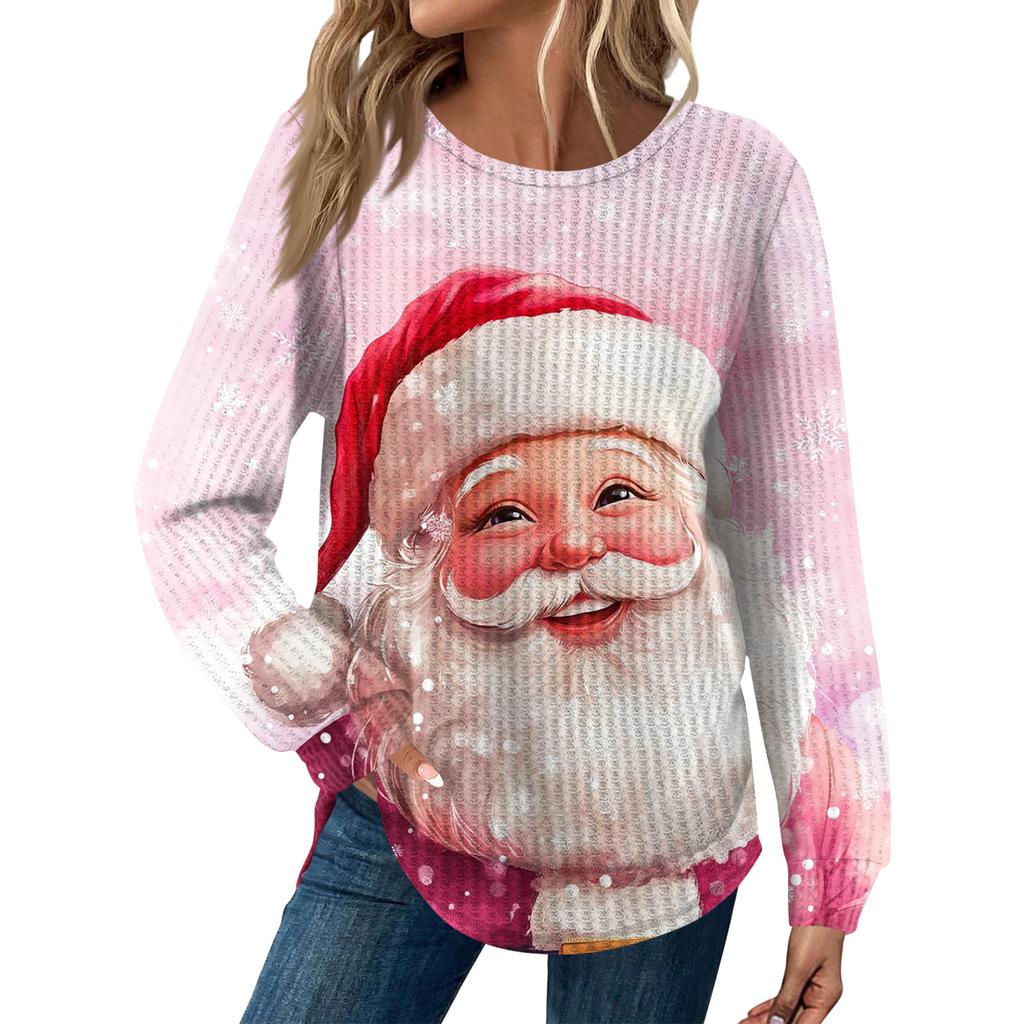 Dámská móda Dlouhý rukáv Vánoční Volný Dlouhý rukáv Kulatý výstřih Ležérní Top